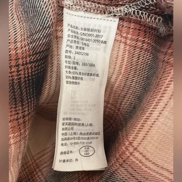 🌾 Hollister Women’s Cropped Plaid Button-Down Flannel Shirt – Size L - Picture 6 of 7